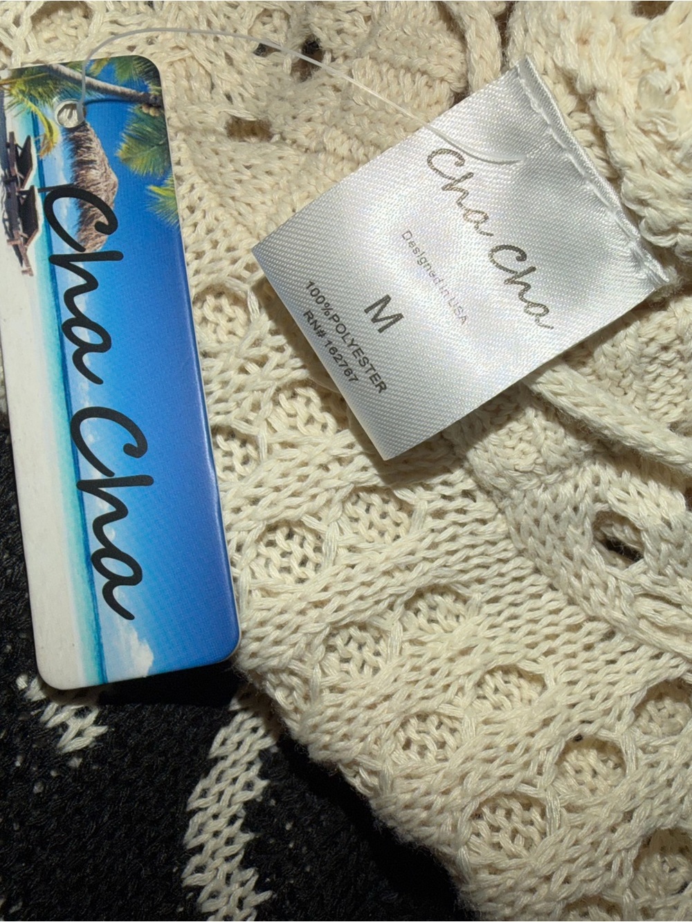 Beach Bum Crochet Hoodie & Shorts Coverup Set - Cream/Black - Picture 7 of 9